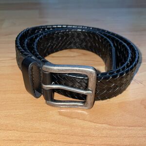 Wrangler Black Basketweave Bonded Leather Belt Textured Woven Men’s 40”